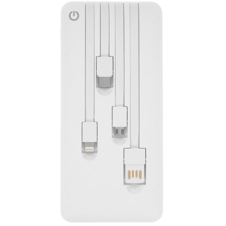 Портативный аккумулятор Powerbank Perfeo ABSOLUTE 10000mah In Micro usb,USB /Out USB,Micro usb,Type-C,Lightning, 2.1А/ белый (PF_B4879)