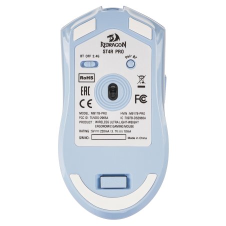 Мышь беспроводная REDRAGON St4r Pro голубой, 26000 dpi, радиоканал, Bluetooth, USB, кнопки - 6