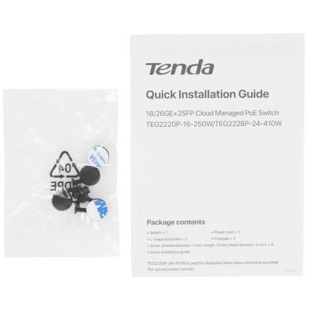 Коммутатор с облачным управлением Tenda TEG2228P-24-410W PoE, 26x1 Gbит/с, PoE 24х30 Вт (до 370Вт), SFP 2x1 Gbит/с