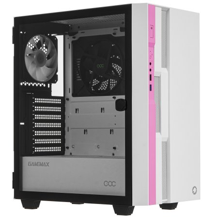 Компьютерный корпус GameMax Brufen C3 WP без БП, MidiT, ATX, Бело-роз, Зак. стекл., USB 3.0, 1*120; 1*140мм вент.