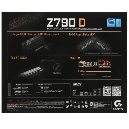 Материнская плата Gigabyte Z790 D AX, LGA 1700, Intel Z790, 4xDDR5, 4xSATA, 3xM.2, 1xPCI-E 5.0 x16, 1xPCI-E 4.0 x4, 2xPCI-E 3.0 x1, 1xHDMI, 1xDP, 1x 2.5Gb LAN, 4xUSB-A 3.2 Gen 1, 1xUSB-A 3.2 Gen 2, 2xUSB-A 2.0, 1xUSB-C 3.2 Gen 2, 3x3.5 мм, 7.1, ATX
