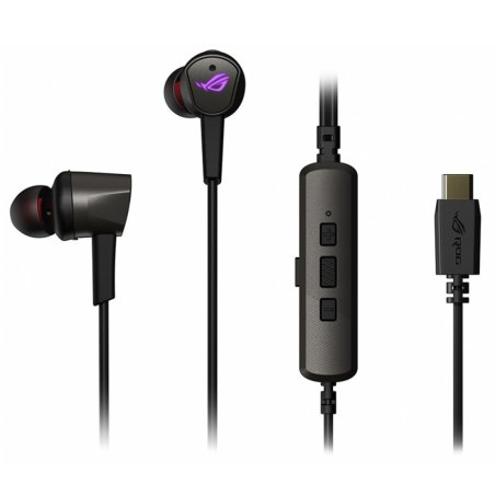 Игровые наушники черные ASUS ROG CETra II (вкладыши, USB-C, RGb подсветка, ПУ, чехол, 90YH02S0-B2UA00)