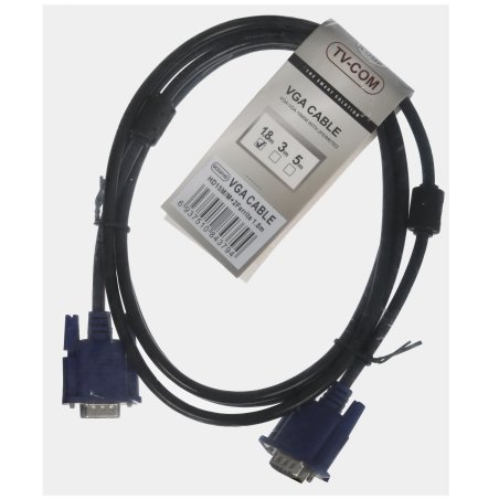 Кабель для монитора VGA (M) -) VGA (M), 1,5 м, TV-COM (QCG341AD-1.8M), ферритовые кольца