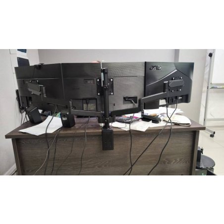 Кронштейн (держатель) ONKRON G280 для трех мониторов 13"-32" дюймов настольный, черный