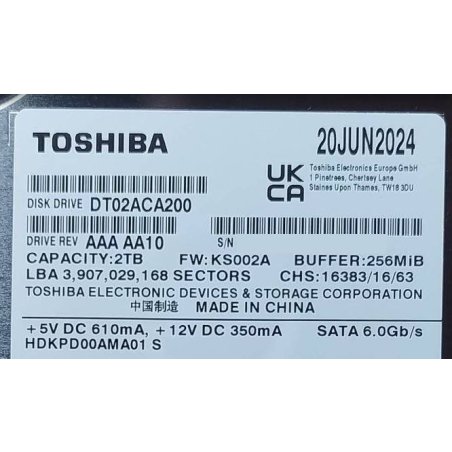 Жесткий диск HDD Toshiba DT02 2Tb 7200rpm SATA-III 256Mb 3.5"