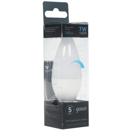 Лампа светодиодная Gauss Led Candle-dim E14 7Вт 4100К диммируемая