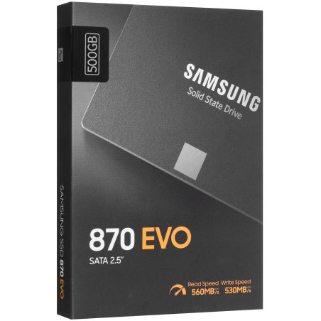 Накопитель SSD Samsung 870 EVO, 500Gb, SATA III, 2.5", R/W 560/530