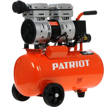 Компрессор PATRIOT WO 24-160 525306375 Безмасляный; Мощн. 1,1 кВт; Напр. 230В Об. двиг.: 2850 об/мин; Производительность: 160 л/мин; Объем ресивера: 24 л; Давление: 8 бар