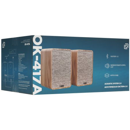 Акустическая система Оклик OK-417A 2.0 светлое дерево 40Вт BT