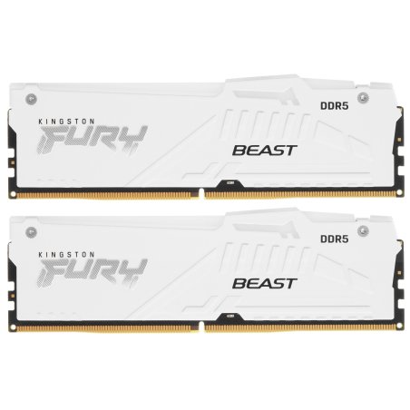 Оперативная память Kingston Fury Beast, DDR5, 32Gb (2x16GB), 5600MHz, CL36, DIMM, радиатор, RGB, белый