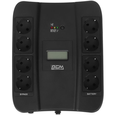 Источник бесперебойного питания Powercom SPIDER, Интерактивная, 900 ВА / 540 Вт, Tower, Schuko, LCD, Serial+USB, USB