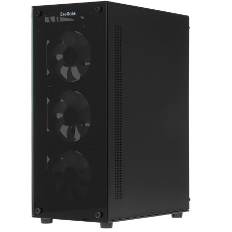 Компьютерный корпус Miditower ExeGate i3 BASE-NPX500 (ATX, БП 500NPX с вент. 12 см, с окном, 1*USB+1*USB 3.0, аудио, 4 вент. 12см с RGb подсветкой)