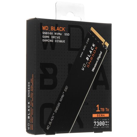Накопитель SSD WD 1Tb Black SN850X, M.2(22x80мм), NVMe, PCIe 4.0 x4, 3D TLC, R/W 7300/6300Mb/s, IOPs 800 000/1 100 000, TbW 600, DWPD 0.3 (12 мес.)
