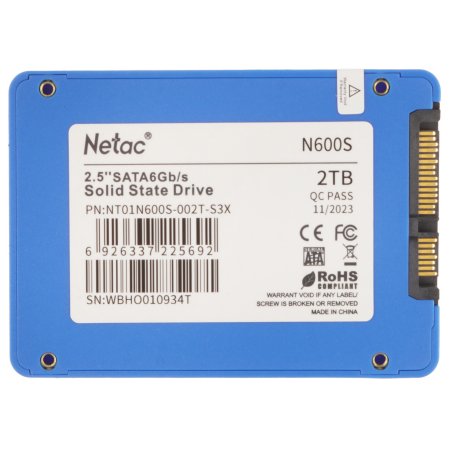 Накопитель SSD Netac N600S, 2Tb, SATA III, 2.5", R/W 560/520