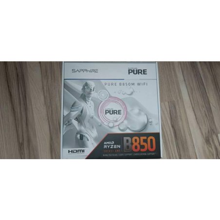 Материнская плата Sapphire B850M PURE WIFI B850, AM5, 4*DDR5, 2*PCIEx16, 2*M.2, 2*TypeC, 3*USB3.2Gen2, 2*USB3.2Gen1, 6*USB2.0, 4*SATA3.0, 2.5G, DP, HDMI, M-ATX, RTL