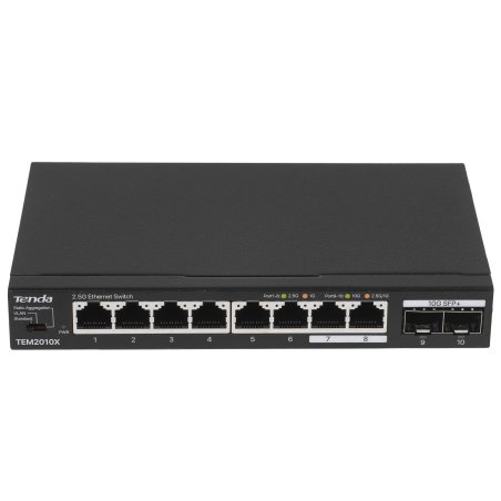 Сетевой коммутатор Tenda TEM2010X Настольное исполнение 8x10Base-T / 100Base-TX / 1000Base-T 2xSFP+ 12 Вт TEM2010X