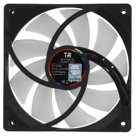 Кулер для корпуса Thermaltight TL-C12C-S (120x120x25мм, 4-pin PWM, ARGB, 66.17CFM, 25.6dBA, 1550RPM, черный)