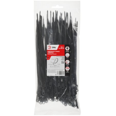 Хомут кабельный под винт 3.6х200 NO-224-590 черный (уп.100 шт) Эра Б0066049
