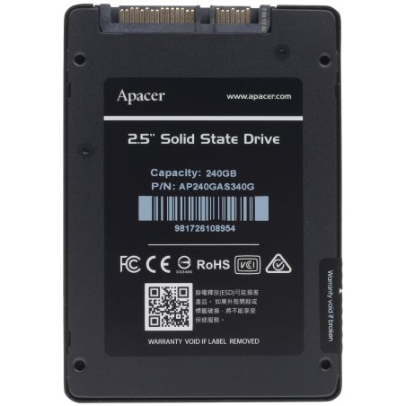 Накопитель SSD Apacer AS340 PANTHER, 240Gb, SATA III, 2.5", R/W 550/520