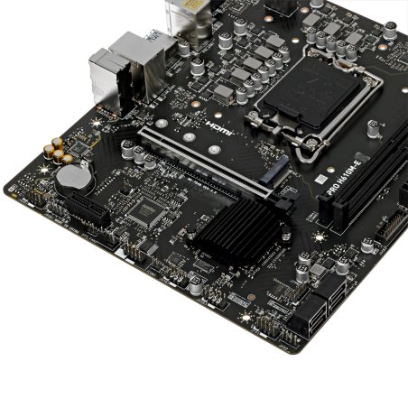 Материнская плата MSI PRO H610M-E DDR4, LGA 1700, Intel H610, 2xDDR4, 4xSATA, 1xM.2, 1xPCIe 4.0 x16, 1xPCIe 4.0 x1, 1xHDMI, 1xVGA, 1xRJ45 1Gb, 2xUSB-A 3.2 Gen 1, 4xUSB-A 2.0, 3x3.5мм, 7.1, mATX