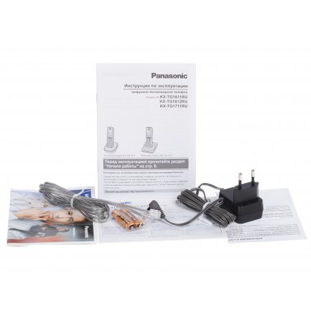 Телефон беспроводной (DECT) Panasonic KX-TG1611RUH (серый) АОН, Caller ID,12 мелодий звонка,подсветка дисплея,поиск трубки