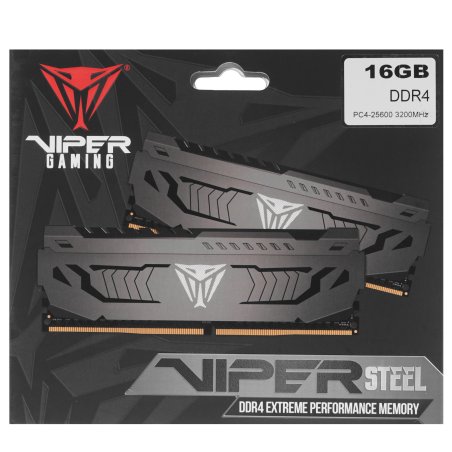 Оперативная память Patriot Viper Steel, DDR4, 16Gb (1x16 GB), 3200 MHz, CL16, DIMM, радиатор, черный