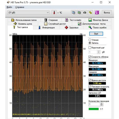 Флешка USB ADATA UV128 (AUV128-128G-RBE), 128Gb, USB 3.0, R/W 100/30, черный/синий