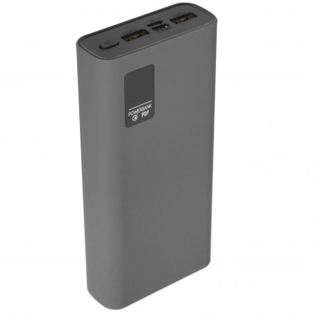 Портативный аккумулятор OLMIO QR-20, 20000mAh, 22.5W, QuickCharge3.0/PowerDelivery, LCD, серый