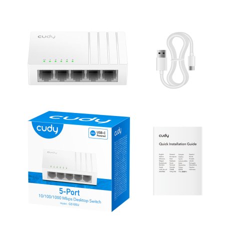 Коммутатор 5-Port Gigabit Desktop Switch, 5 10/100/1000M RJ45 Ports, Loop Detection, Desktop Plastic Case, Power Saving, Plug & Play, Wall-Mount, Power Adapter Not Included