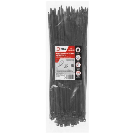 Хомут кабельный 4.8х300 NO-225-185 черный (уп.100 шт) Эра Б0066001