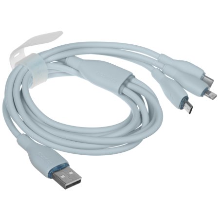 Baseus Ultra-Fast One-for-Three Fast Charging Cable USB-A to M+L+C 3.5A 1.3m Blue P10376303311-00.  "