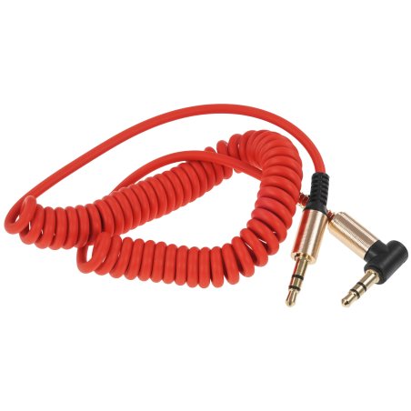 Кабель Cablexpert аудио 90˚ спиральный CCAB-02-35MMLC-1.8MR. 3.5 Jack (M)/3.5 Jack (M), красный, 1.8м, блистер