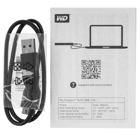 Внешний HDD 2.5" Western Digital My Passport, 5TB, USB 3.2 Gen 1 Type-A, 5400 rpm, красный/черный