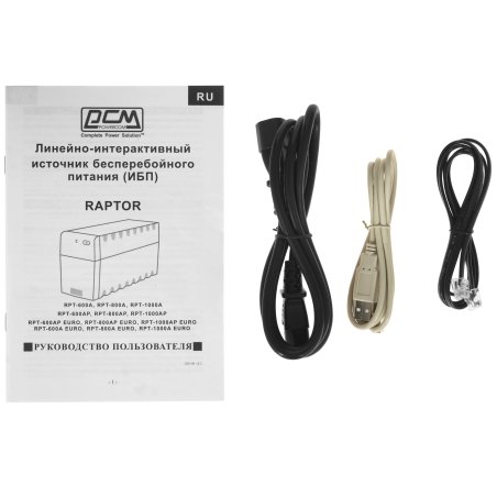 Источник бесперебойного питания Powercom Raptor RPT-600AP 360Вт 600ВА черный