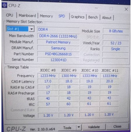 Оперативная память Patriot Signature, DDR4, 8Gb (1x8 Gb), 2666 MHz, CL19, SO-DIMM