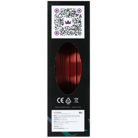 Филамент Crown Micro CM-FILPLAS004R PLA Silk 1.75 1кг медно-красный