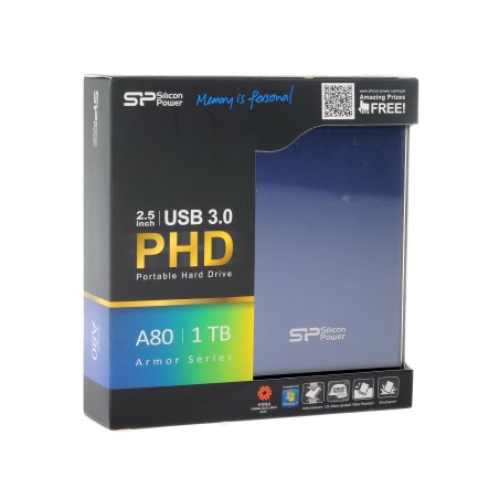 Внешний HDD Silicon Power USB 3.0 1Tb A80 SP010TbPHDA80S3B Armor (5400 об/мин) 2.5" синий