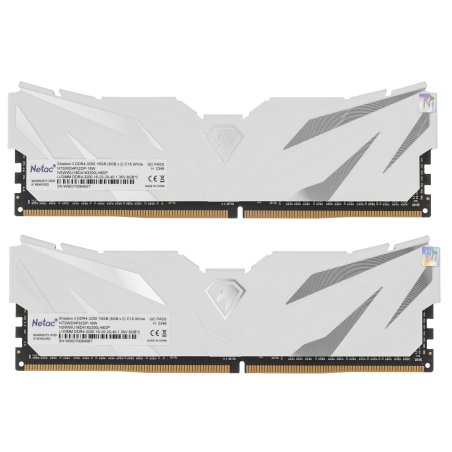 Оперативная память NETAC, DDR4, 16Gb (2x8Gb), 3200MHz, CL16, DIMM, с радиаторами, белый