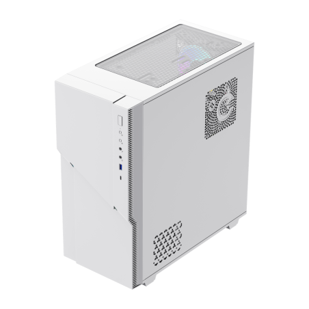 Компьютерный корпус GameMax Centauri, без БП, (ATX,Бело-голуб,USB 3.0, Зак.стек.,1*120мм. RGb, пыл.фильтр), белый/синий