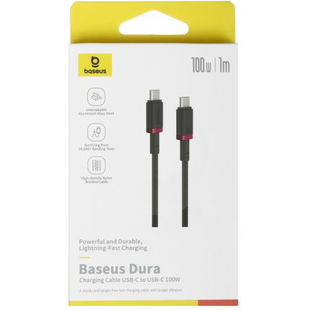 Baseus Dura Series Fast Charging Cable Type-C to Type-C 100W 1m Red+Black