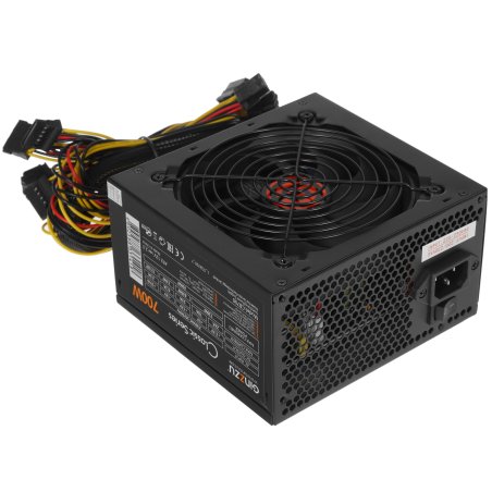 Блок питания Ginzzu CB700 12CM черный,24+4p,2 PCI-E(6+2), 6*SATA, 3*IDE,оплетка MB, кабель питания