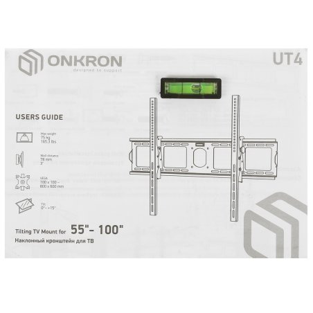 Кронштейн ONKRON UT4 для телевизора 55"-100" наклонный, черный