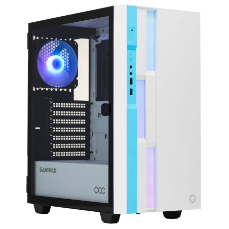 Компьютерный корпус GameMax Brufen C3 WB без БП, MidiT, ATX, Бело-гол, Зак. стекл., USB 3.0, 1*120; 1*140мм вент.