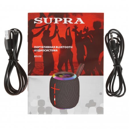 Колонка портативная Supra BTS-515 черный 20W 1.0 BT/3.5Jack/USB 10м 2400mAh