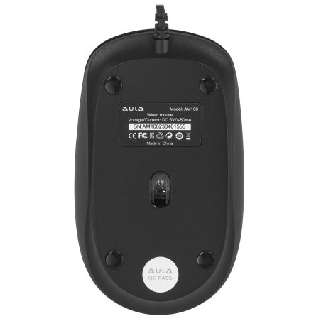 Мышь проводная AULA AM106 черный, 2000 dpi, USB, кнопки - 4