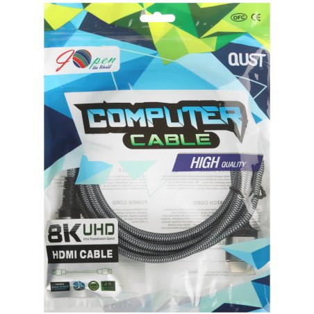 Кабель HDMI 19M/M,ver. 2.1 8KX60Hz (Econom) оплетка 3m iOpen ACG859A-3.0