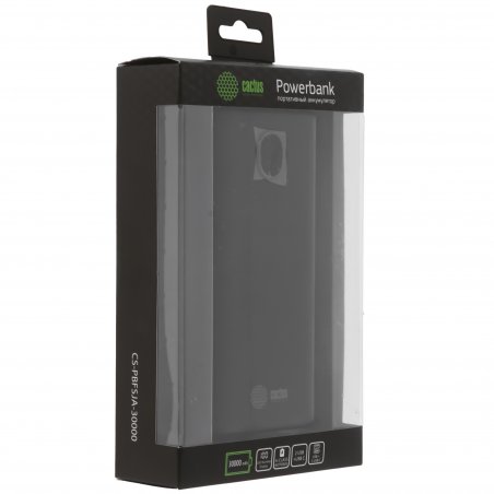 Портативный аккумулятор Cactus CS-PBFSJA-30000 30000mAh 4.5A 2xUSB-A/USB-C черный