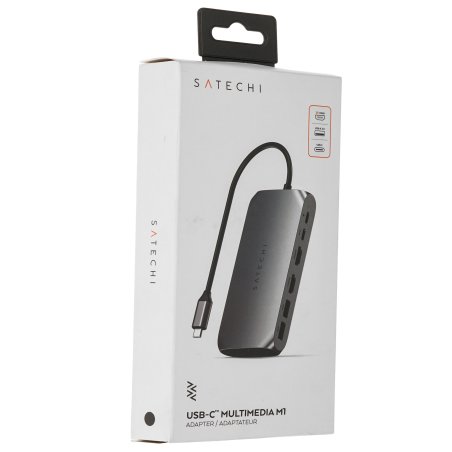 USB-хаб Satechi 6-in-1 USB-C Slim Multiport Adapter (Type-C, HDMI, 2x Type-A, SD, microSD), до 75 Вт, Черный Док-станция ST-P6SK