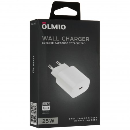 Сетевое зарядное устройство OLMIO 2Type-C/USB, 65W, 6A, QuickCharge3.0, PowerDelivery3.0, GAN