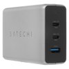 Сетевое зарядное устройство Satechi Compact Charger с технологией GaN Power. Порты: USB Type-C 100 Вт х 2, USB Type-A до12 Вт. серый космос. Satechi Compact GaN Charger 100W Type-C PD - Space Gray